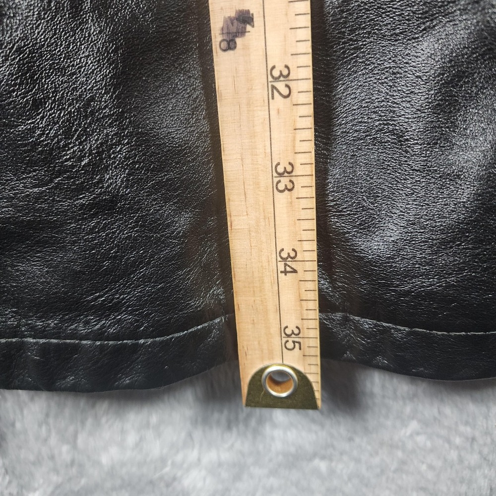 VINTAGE Reed Sportswear Coat Mens XL Black Leather Overcoat Pockets Midlength - Picture 5 of 15